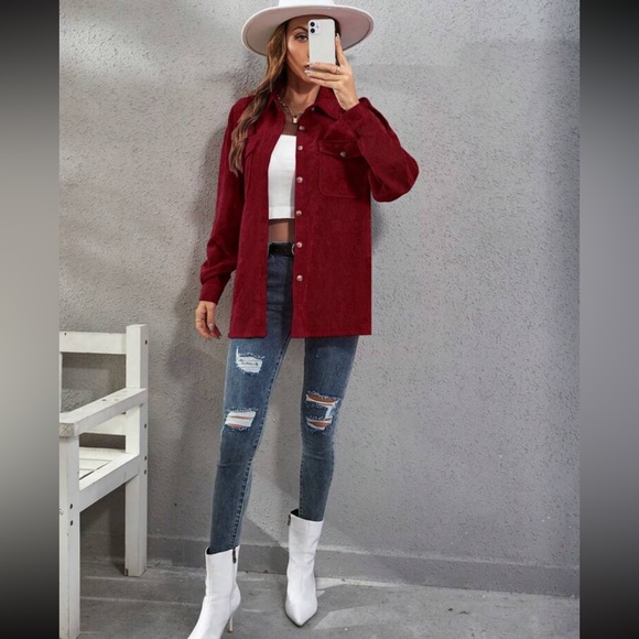 Boho green button down corduroy shirt - Picture 13 of 16